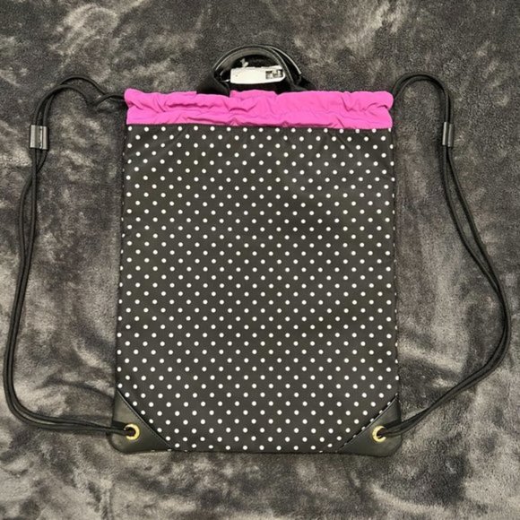 Dolce & Gabbana Black Dotted Adjustable Drawstring Women Nap Sack Bag - Picture 5 of 10